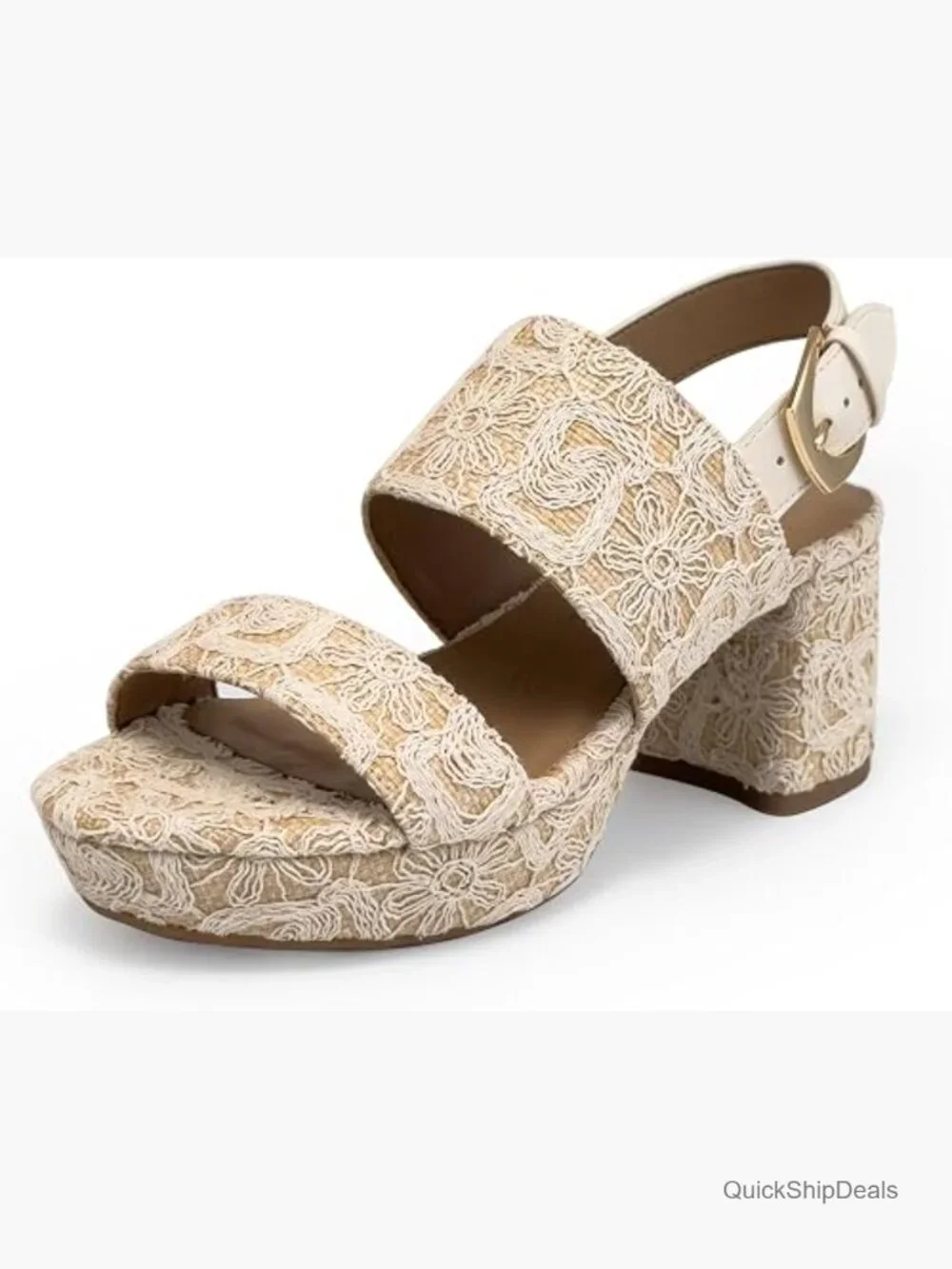 Platform Heeled Sandal with Memory Foam Insole, Adjustable Buckle
